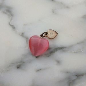 Pink and Silver Tone Heart pendant necklace